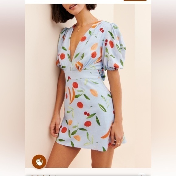 Finders Keepers Mixed Fruit Bowl Calypso Mini Dress Linen Blend Small size 4 - Picture 1 of 16